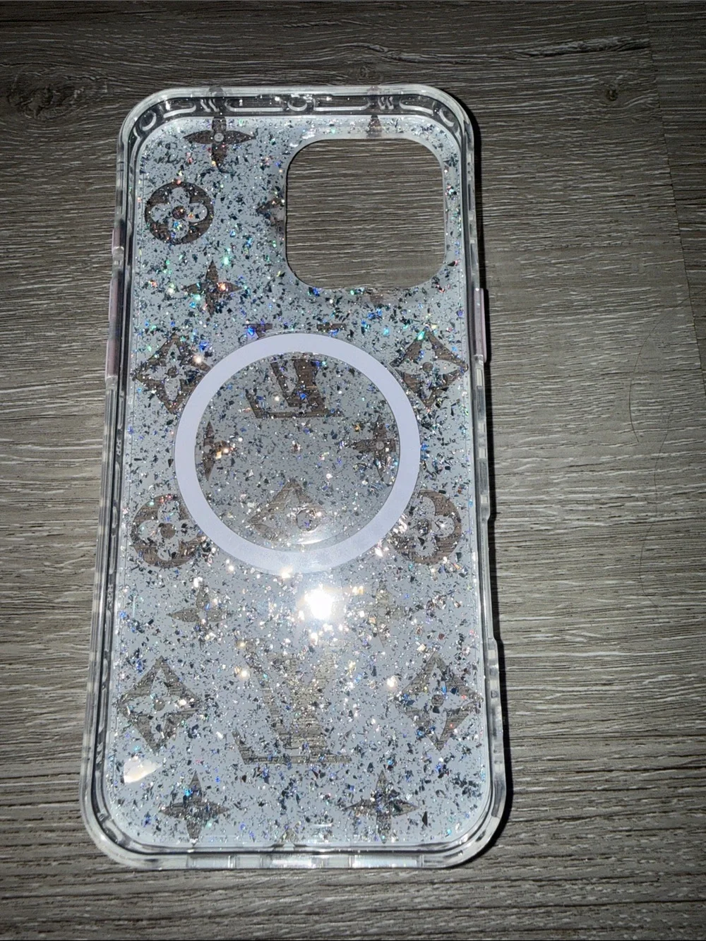 Louis Vuitton Pink White Glitter iPhone 16 Pro Max Case Designer Luxury Monogram